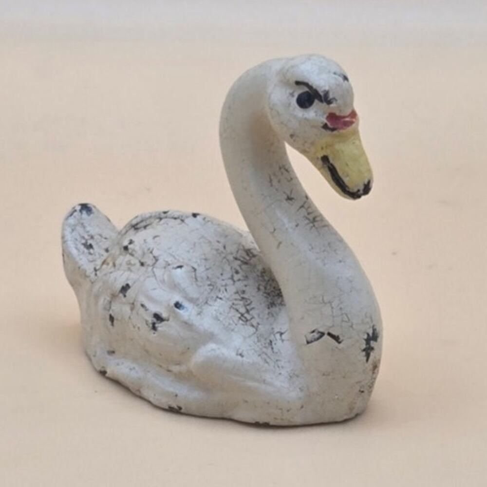 VTG Cast Iron Swan Cardholder/Paperweight Pre-Owned
